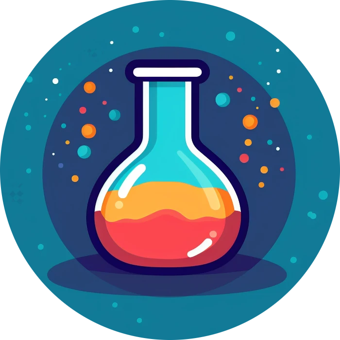 Pocus Labs logo: a stylized beaker with colored bubbles around it